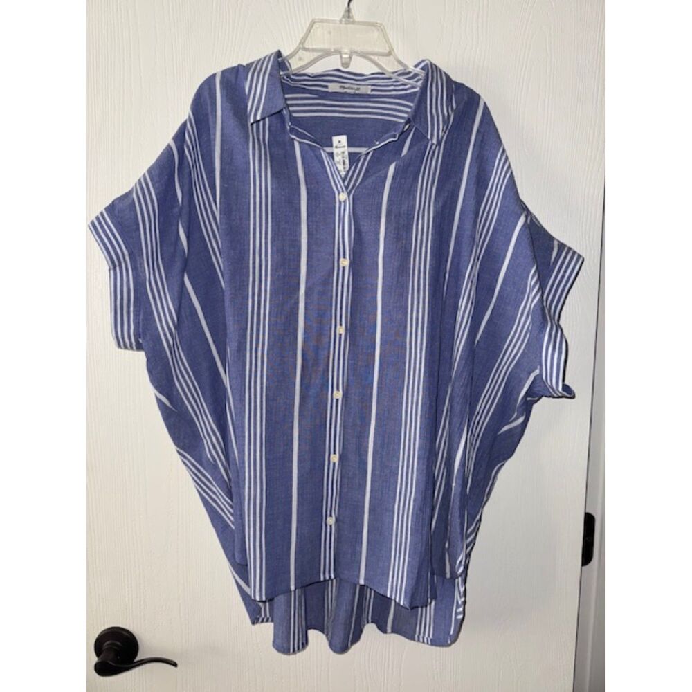 Madewell Blouse Central Drapey Shirt in Stripe NWT